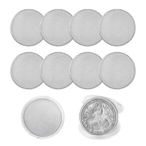 10PCS 3mm Blank Challenge Zinc Alloy Coins - 40mm Brass Engraving Blanks with Threaded Edges & Acrylic Protection Box for DIY Crafts and Commemorative Collections