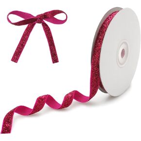 Velvet Ribbon 0.4 Inch x 30 Feet, Glitter Silver Velvet Wired Ribbon for Gift Wrapping, DIY Crafts, Hair Bows, Choker, Wedding Flower, Bouquet, Wreath, Tree Decoration (0.4 Inch x 30 Feet-Silver)