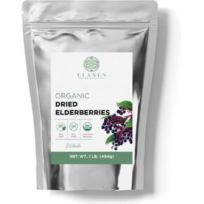 Organic Elderberries 1 lb. (16 oz), USDA Certified Organic Dried Elderberries Bulk, Elderberry Dried Organic, Dried Elderberry Berries Organic, Elder, Whole