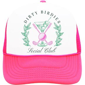 Dirty Birdies Social Club Funny Golf Women's Classic 5 Panel Mesh Snap Back Trucker Hat
