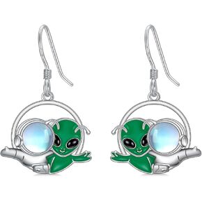 ROMANTIC WORK Butterfly/Bee/Lotus/Frog/Mushroom/Dinosaur/Starfish Earrings 925 Sterling Silver Moonstone Crystal Dangle Earrings Birthday Jewelry Gifts for Women in Kuwait