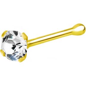 Forbidden Body Jewelry 22g 18k Gold Plated Sterling Silver CZ Simulated Diamond Nose Stud, 2.5mm