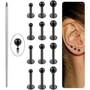 16G/18G Labret Tragus Studs Surgical Steel Conch Monroe Medusa Lip Helix Cartilage Earrings Studs for Women Men, Internal Thread Nose Stud Piercing Jewelry