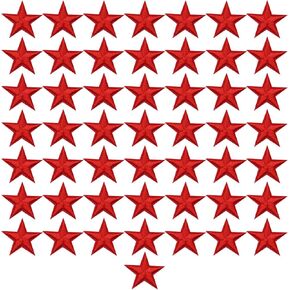 50 Pcs Small 5 Star Iron on Patches, Sew Embroidered Patches Appliques Iron on Heart Patches for Clothing Jackets Backpack Shoes Repairing Decorations