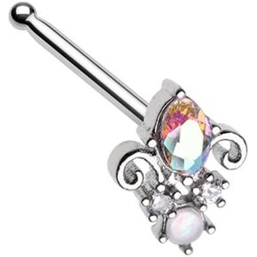 Pierced Owl 20GA Stainless Steel Iridescent Victorian Style CZ Crystal Nose Bone Stud