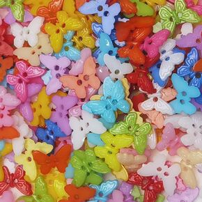 New 100pcs Mix Butterfly Plastic Buttons 22mm Sewing Craft 2 Holes (7/8"(22mm), Butterfly)