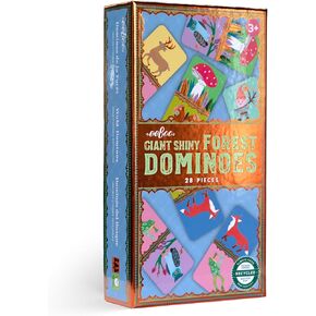 eeBoo: Giant Shiny Forest Dominoes - 28 Oversized Color Dominoes, Animal & Nature Themed, Classic Matching Family Game, Kids Ages 3+, 2-4 Players