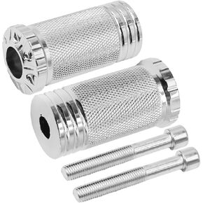 2pcs New Shifter Peg Motorcycle Shift Lever CNC Billet Foot Pegs, Replacement for Harley Dyna Sportster Softail Street Road Glide Touring (Chrome-A) Sliver