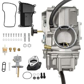 LSSM YFM350 Carburetor For Yamaha 1987-1998 Big Bear 350 1987-1995 Moto-4 350 YFM 350 1996-1998 Kodiak 400 YFM400 ATV Carb with Intake Manifold and Fuel Valve Switch, (LT-YFM350 002)