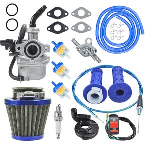 PZ19 Carburetor Carb Air Filter Throttle Handle Grips Cable for 50cc 70cc 90cc 110cc 125cc Tao Tao GK110 Baja SSR Apollo Coolster Chinese Four Wheeler ATV Go Kart CRF50 XL70 Dirt Pit Bike Blue