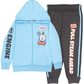 THOMAS & FRIENDS Boys 2-Piece Fleece Set - Thomas the Tank Engine Hooded Sweatshirt and Joggers Bundle for Kids