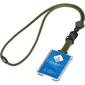 Badge Holder, Hard Plastic ID Badge Holder with Heavy Duty Breakaway Lanyard, Detachable Buckle, Holds up to 5 Cards and Adjustable for Office, School - Vertical Black