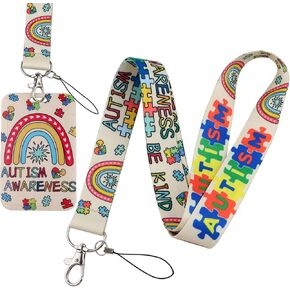 Blue ID Badge Holder Lanyard for Keys Cute Aesthetic Key Lanyard for Women Girls Teachers for ID Badges Preppy Lanyard for Students ID Card Love Heart Keychain Lanyard ID Holder