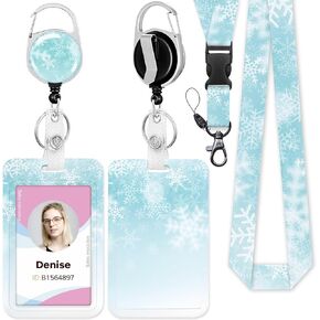 ID Badge Holder with Lanyard, Cute Flower Badge Holders Reels with Detachable Lanyards, Rainbow Work Card Retractable Keychain Vertical ID Card for Nurse Students Teachers Office Staff