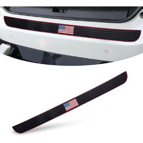 Pack-1 Car Rear Bumper Protection Strip, 35.4" x 2.7" Red American Flag Trim PVC Flexible Anti-Scratch Anti-trampling Strip, Adhesive Mount Door Sill Entry Guard, Universal for Cars (Black)