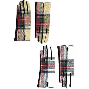 زوجان من قفازات Achillea النسائية الاحتفالية منقوشة من التويد الترتان مع إصبع يعمل باللمس in Kuwait