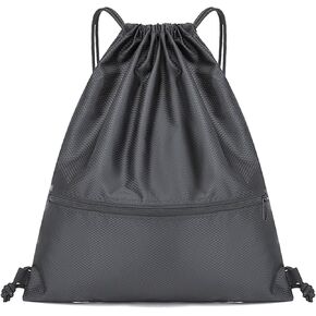 YIKANGHENG Drawstring Backbag, 17.3 Inch x 13.3 Inch Bundle Opening Strength Cloth Bag for Sports, Mountaineering, Travle and Outdoors (Black)