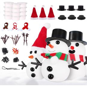 EmoAunty 99 PCS Christmas Snowman DIY Craft Kit, Build a Molding Clay Snowman Kit Build Snowman Making Set Model Clay, Christmas Stocking Stuffers Xmas Gift for Kids