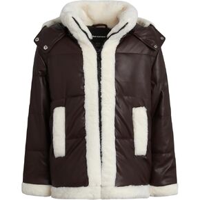 URBAN REPUBLIC Girls Puffer Jacket - Zip Up Coat Puffer Rain Jacket with Faux Fur Trim - Lightweight Jacket for Girls (7-16)
