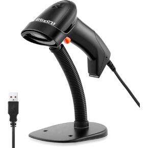 1D Barcode Scanner, Onewscan Wireless Laser Bar Code Scanners with Stand 2.4G Wireless & USB Wired Connection Plug and Play Handheld Bar Code Reader