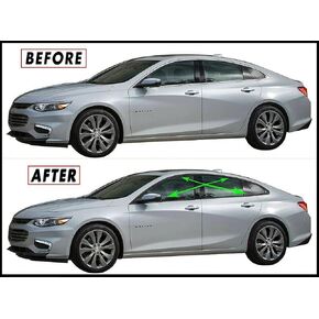Chrome Delete Blackout Vinyl Overlay for 2016-2021 Chevy Malibu Window Trim (Gloss Black)