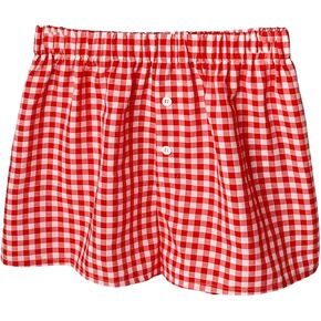 Verdusa Women's Button Front Plaid Print Shorts Elastic Waist Straight Leg Summer Shorts