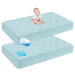 Cute Castle Baby Waterproof Crib Mattress Protector, 28x52 Inch (Pack of 2), Pink