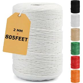 Vanhench White Twine String 805ft, Halloween Spider Web Decoration, Jute Rope Cord Bakers Twine, White String for Crafts, Gift Wrapping Twine, Home Decor, Wedding Décor, Art Decoration (Beige)