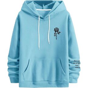 Floerns Men's Graphic Print Long Sleeve Drawstring Hoodie Pullover Sweatshirt