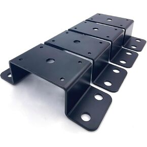 4 PCS Fit 2''x4'' Heavy Duty Trailer Stake Pocket Brackets, for Wood Lumber Uprights or Steel Stake Posts Holes for Mounting Flat Beds and Trucks, Black