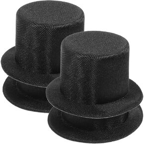 LOGOFUN 4 Pcs Snowman Doll Hat Mini Black Top Hats DIY Crafts Christmas Decoration (Black)