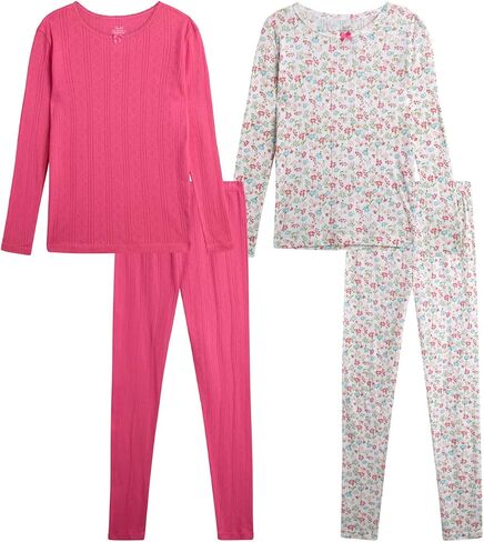 Rene Rofe Girls' Pajama Set - 4 Piece Snug Fit Cotton Sleepwear Set (2T-12) in Saudi Arabia
