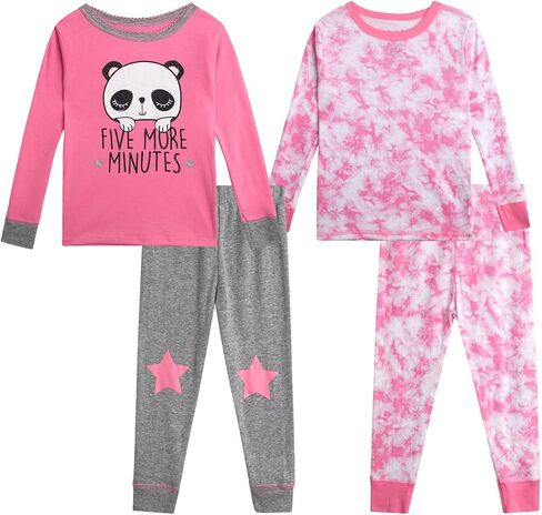 Rene Rofe Girls' Pajama Set - 4 Piece Snug Fit Cotton Sleepwear Set (2T-12) in Saudi Arabia