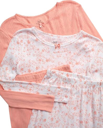 طقم بيجامة للفتيات من Rene Rofe - طقم ملابس نوم قطنية بقصة مريحة 4 قطع (2T-12) in Kuwait