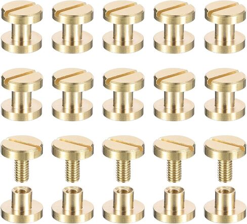 30 حزمة من مسامير شيكاغو النحاسية من uxcell، 9 × 8 مم برغي برأس مسطح للخلف، عمود تثبيت مسمار مسمار تثبيت لحزام الحزام المصنوع من الجلد بنفسك in Saudi Arabia