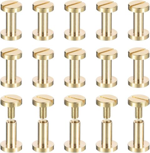 30 حزمة من مسامير شيكاغو النحاسية من uxcell، 9 × 8 مم برغي برأس مسطح للخلف، عمود تثبيت مسمار مسمار تثبيت لحزام الحزام المصنوع من الجلد بنفسك in Saudi Arabia
