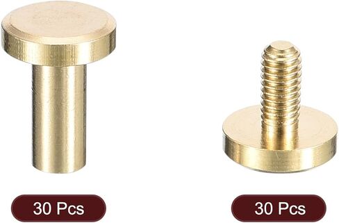30 حزمة من مسامير شيكاغو النحاسية من uxcell، 9 × 8 مم برغي برأس مسطح للخلف، عمود تثبيت مسمار مسمار تثبيت لحزام الحزام المصنوع من الجلد بنفسك in Saudi Arabia