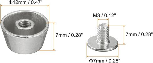 HARFINGTON 30set Flat Head Stud Spike 12mm Metal Purse Feet Handbag Nail Head Stud Flat Buckle Button Cap Cone Rivets Bucket Spike Tool Set for DIY Leather Craft, Silver Tone in Kuwait