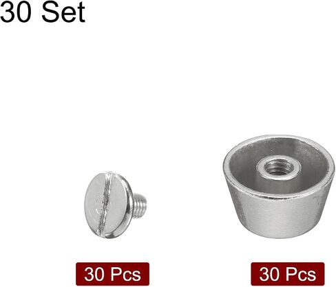 HARFINGTON 30set Flat Head Stud Spike 12mm Metal Purse Feet Handbag Nail Head Stud Flat Buckle Button Cap Cone Rivets Bucket Spike Tool Set for DIY Leather Craft, Silver Tone in Kuwait