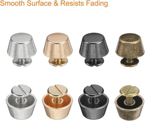 HARFINGTON 30set Flat Head Stud Spike 12mm Metal Purse Feet Handbag Nail Head Stud Flat Buckle Button Cap Cone Rivets Bucket Spike Tool Set for DIY Leather Craft, Silver Tone in Kuwait