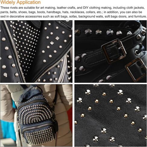 HARFINGTON 30set Flat Head Stud Spike 12mm Metal Purse Feet Handbag Nail Head Stud Flat Buckle Button Cap Cone Rivets Bucket Spike Tool Set for DIY Leather Craft, Silver Tone in Kuwait