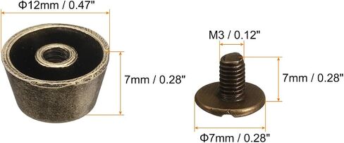 HARFINGTON 30set Flat Head Stud Spike 12mm Metal Purse Feet Handbag Nail Head Stud Flat Buckle Button Cap Cone Rivets Bucket Spike Tool Set for DIY Leather Craft, Silver Tone in Kuwait