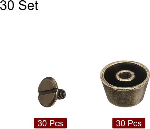 HARFINGTON 30set Flat Head Stud Spike 12mm Metal Purse Feet Handbag Nail Head Stud Flat Buckle Button Cap Cone Rivets Bucket Spike Tool Set for DIY Leather Craft, Silver Tone in Kuwait