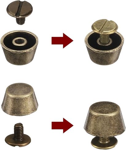 HARFINGTON 30set Flat Head Stud Spike 12mm Metal Purse Feet Handbag Nail Head Stud Flat Buckle Button Cap Cone Rivets Bucket Spike Tool Set for DIY Leather Craft, Silver Tone in Kuwait