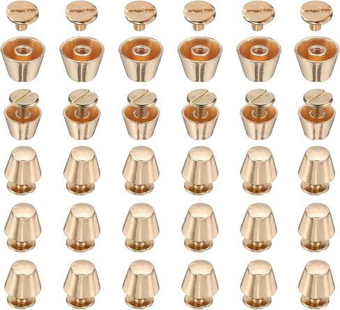 HARFINGTON 30set Flat Head Stud Spike 12mm Metal Purse Feet Handbag Nail Head Stud Flat Buckle Button Cap Cone Rivets Bucket Spike Tool Set for DIY Leather Craft, Silver Tone in Kuwait