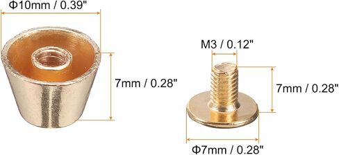 HARFINGTON 30set Flat Head Stud Spike 12mm Metal Purse Feet Handbag Nail Head Stud Flat Buckle Button Cap Cone Rivets Bucket Spike Tool Set for DIY Leather Craft, Silver Tone in Kuwait