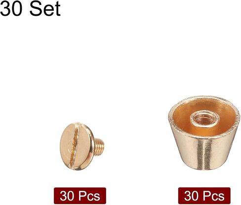 HARFINGTON 30set Flat Head Stud Spike 12mm Metal Purse Feet Handbag Nail Head Stud Flat Buckle Button Cap Cone Rivets Bucket Spike Tool Set for DIY Leather Craft, Silver Tone in Kuwait