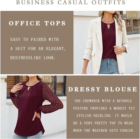 Micoson Women's Pleated Long Sleeve Tops Business Casual Blouses Crewneck Keyhole Shirts Fall Outfits in Saudi Arabia