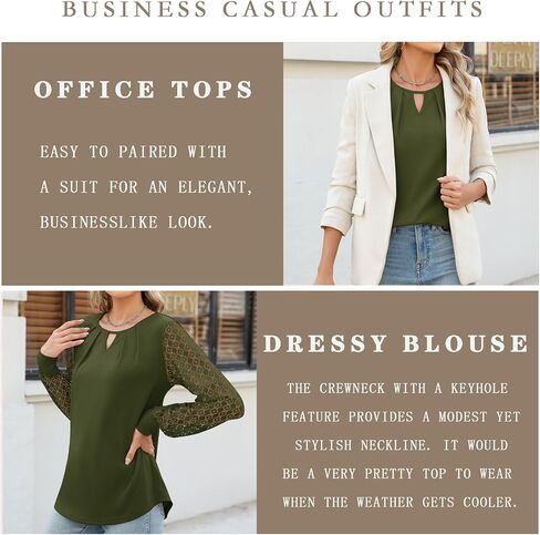 Micoson Women's Pleated Long Sleeve Tops Business Casual Blouses Crewneck Keyhole Shirts Fall Outfits in Saudi Arabia