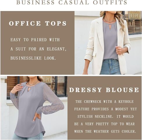 Micoson Women's Pleated Long Sleeve Tops Business Casual Blouses Crewneck Keyhole Shirts Fall Outfits in Saudi Arabia